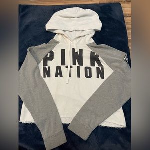 white grey and black PINK cropped sweatshirt size small